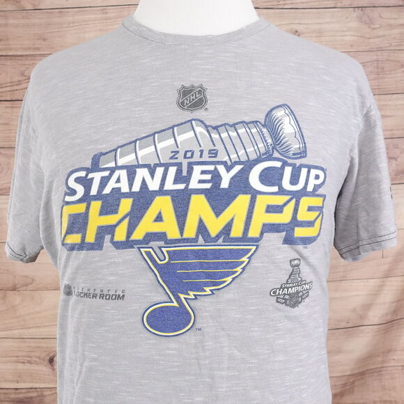 ST LOUIS BLUES HOCKEY 2019 STANLEY CUP CHAMPION FANATICS T-SHIRT SZ L - Picture 1 of 7